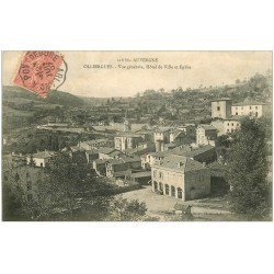 carte postale ancienne 63 OLLIERGUES. Hôtel de Ville et Eglise 1907