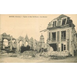 2 x cpa 80 ROYE. Eglise rue Saint-Pierre et Poste sur la Place 1926