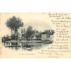 2 x cpa 10 BAR-SUR-SEINE. La Seine à Bourguignons et Porte Châtillon 1901