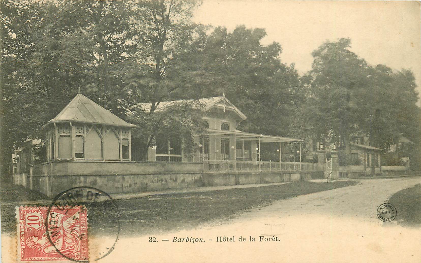 2 x cpa 77 BARBIZON. Hôtel de la Forêt et Chapelle Rousseau 1904