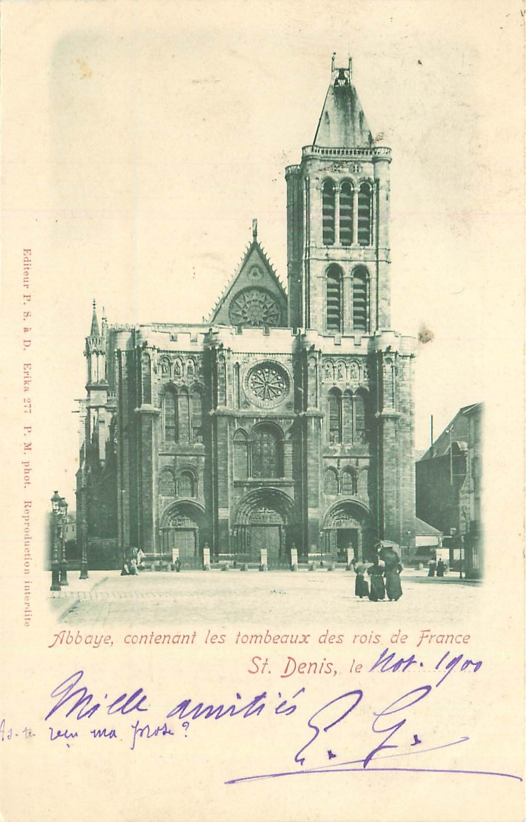 2 x cpa 93 SAINT-DENIS. Abbaye tombeaux des Rois de Francec et intérieur 1900-1901