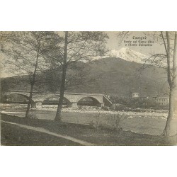 Italia. CUORGNE. Ponte sul fiume Orco e Monte Quinzerina 1928