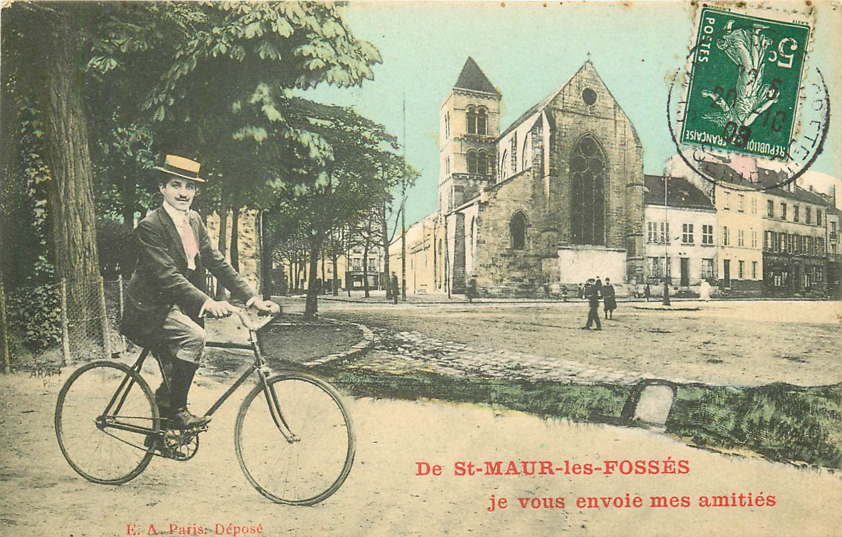 94 SAINT-MAUR-DES-FOSSES. Cycliste 1908