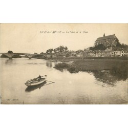27 PONT DE L'ARCHE. Quai et rameur sur la Seine 1918
