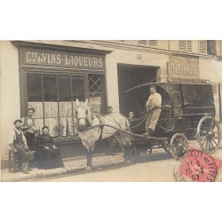 Paris 03. Superbe attelage livraisons Chauvette devant vins et liqueurs Provost 39 rue de Poitou 1907