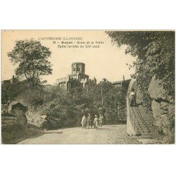 carte postale ancienne 63 ROYAT. Eglise Route de la Vallée 1921