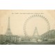 2 x cpa PARIS Exposition Universelle 1900. Tour Eiffel, Grande Roue au Champs de Mars et Palais Industries