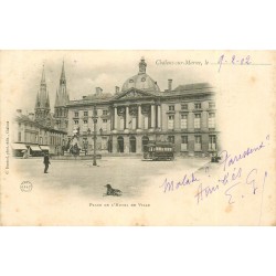3 x cpa 51 CHÂLONS-SUR-MARNE. Place Hôtel de Ville, Cathédrale et Porte Saint-Croix 1902