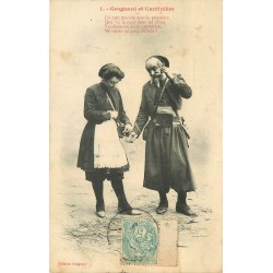 2 cpa Bergeret " GROGNARD ET CANTINIERE " 1906