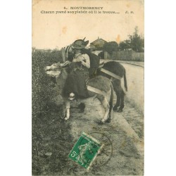95 MONTMORENCY. Ballade à dos d'âne ou mule 1913 " chacun prend son plaisir où il le trouve "