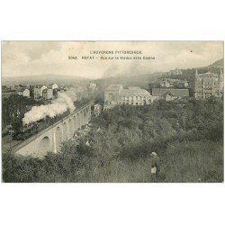 carte postale ancienne 63 ROYAT. Train sur le Viaduc 1914