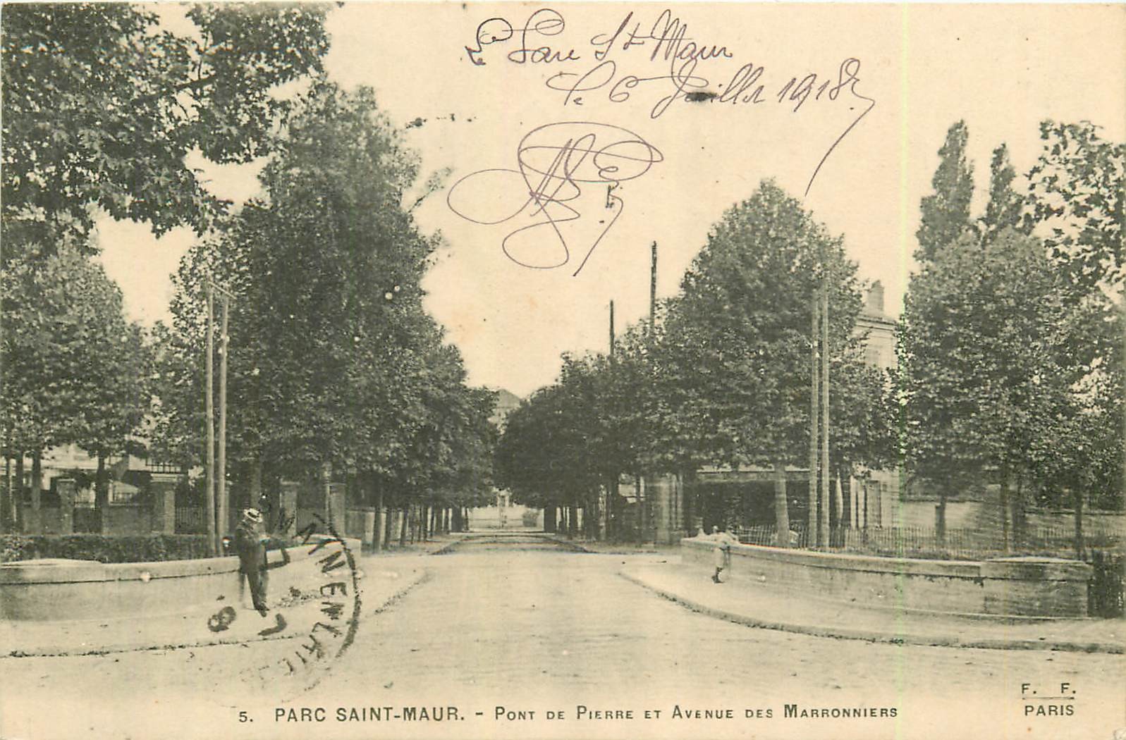 94 LE PARC SAINT-MAUR. Pont de Pierre avenue des Marronniers 1918