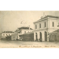 2 cpa 63 CLERMONT-FERRAND. La Gare et vue générale 1901