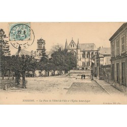 02 SOISSONS. Eglise Saint-Léger Place Hôtel de Ville 1904