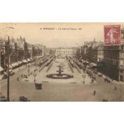 2 cpa 33 BORDEAUX. Place Quinconces et Allées Tourny 1930