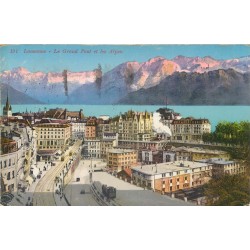 2 cpa LAUSANNE. Grand Pont 1924 et vue générale 1901