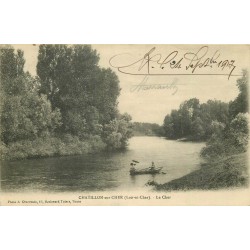 41 CHATILLON-SUR-CHER. Rameur en barque sur le Cher 1917