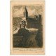 carte postale ancienne 63 SAINT-NECTAIRE. L'Eglise. Papier de Luxe velin découpe à la ficelle. Eau-Forte par Jaffeux