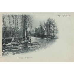 Vers 1900 carte précurseur 10 BAR-SUR-SEINE. La Seine à Villeneuve