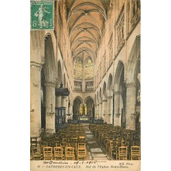 2 cpa 76 CAUDEBEC-EN-CAUX. Eglise Notre-Dame, Nef et Arbre de Jessé 1918