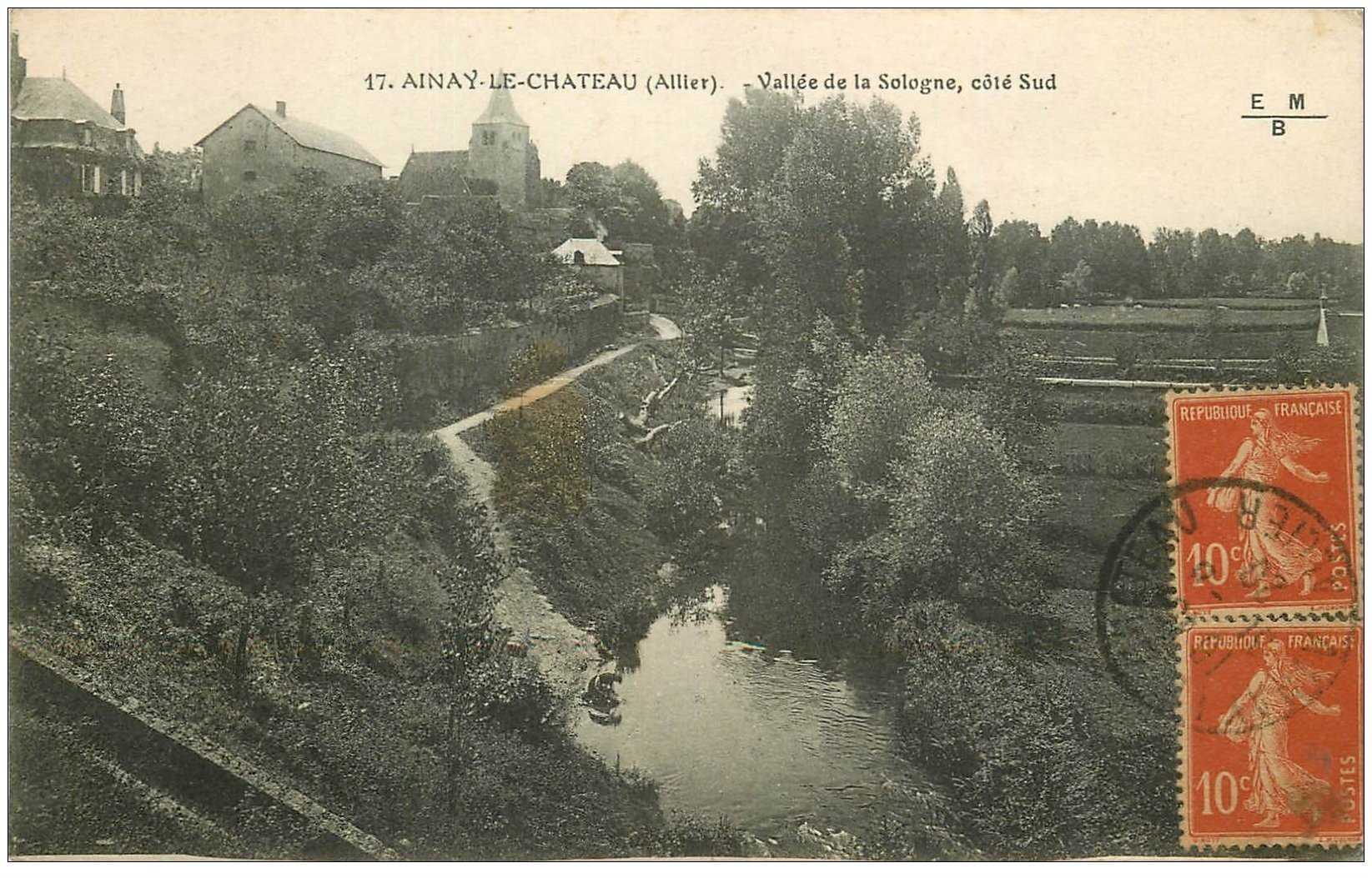 carte postale ancienne 03 AINAY-LE-CHATEAU. Vallée de la Sologne 1920