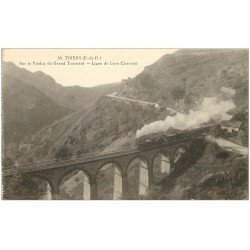 carte postale ancienne 63 THIERS. Train sur Viaduc du Grant Tournant. Ligne Lyon Clermont