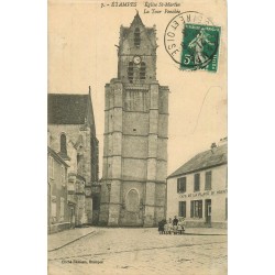 91 ETAMPES. La Tour Penchée et Café de la Place 1913