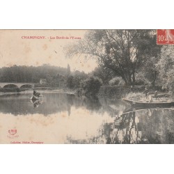 89 CHAMPIGNY-SUR-YONNE. Pêcheurs sur barque et enfants sur les Bords 1910