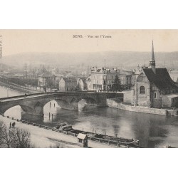 89 SENS. Péniche et Pont sur l'Yonne