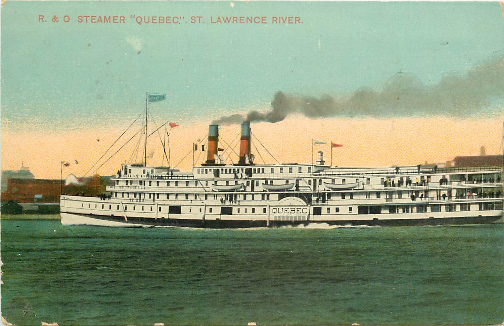 TRANSPORTS Bateaux. Steamer QUEBEC St Lawrence River 1914