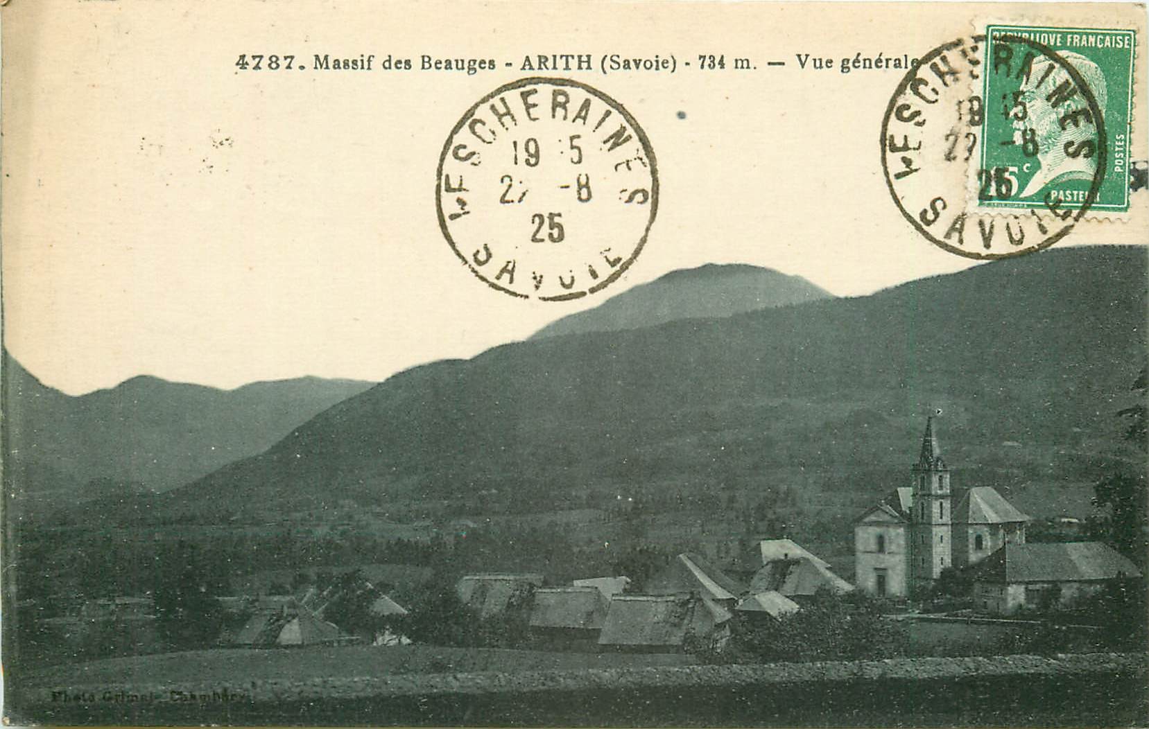 73 ARITH. Vue générale sur le Village 1925 Massif des Beauges
