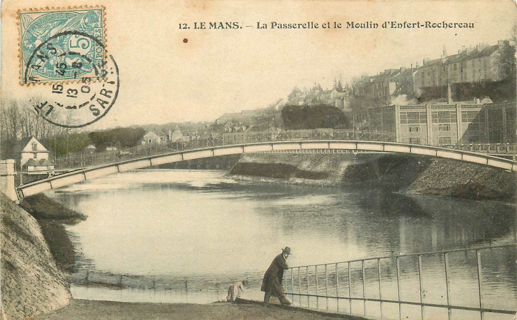 72 LE MANS. Passerelle et Moulin d'Enfert-Rochereau 1905