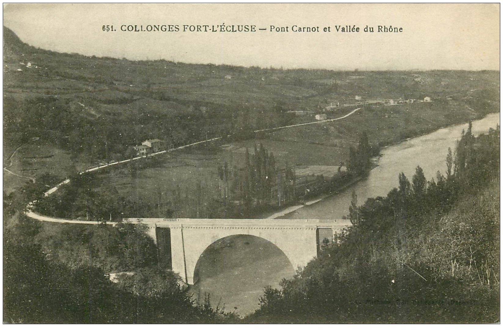 carte postale ancienne 01 Collonges-Fort-l'Ecluse. Pont Carnot et Vallée du Rhône