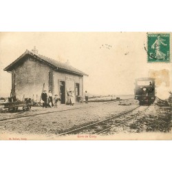 77 CUISY. La Gare Le Plessis l'Evêque avec locomotive 1914