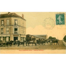 60 PLESSIS-BELLEVILLE. Charrettes et Fiacre devant Hôtel de la Bonne Rencontre Nicolas 1907