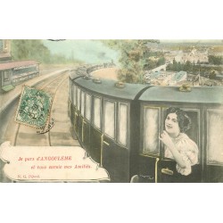 GARE ET TRAIN. Je pars d'Angoulème (16) 1907