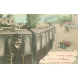 GARE ET TRAIN. J'Arrive à Pau (64) 1908