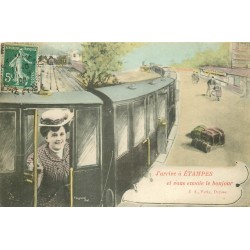 GARE ET TRAIN. J'Arrive à Etampes (91) 1908