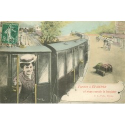 GARE ET TRAIN. J'Arrive à Etampes (91) 1908