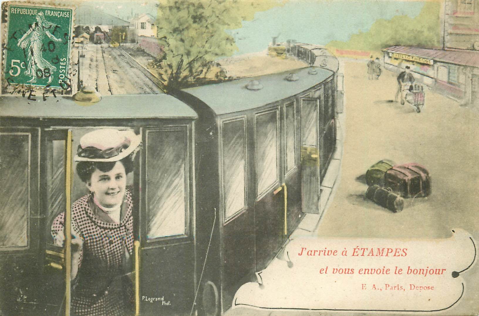 GARE ET TRAIN. J'Arrive à Etampes (91) 1908