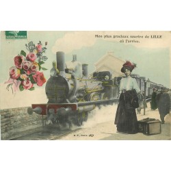 GARE ET TRAIN. J'Arrive à LILLE (59) 1908