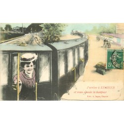 GARE ET TRAIN. J'Arrive à Enghien (95) 1908