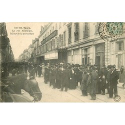 5 cpa 37 TOURS. Jour mi-carême rue Nationale, Théâtre, Place Palais Justice, Grand Café et rue Duchesne