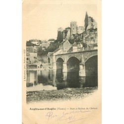 2 cpa 86 ANGLES-SUR-L'ANGLIN. Pont, Château et Chapelle 1904