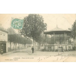 3 cpa 37 LANGEAIS. Kiosque Place du XIV Juillet et Pont sur la Loire 1904