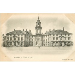 2 cpa 35 RENNES. Hôtel de Ville et Théâtre vers 1900