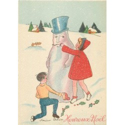 Illustrateur Marie ASTOIN Editions Barre Dayez " HEUREUX NOËL " Enfants et bonhomme de neige