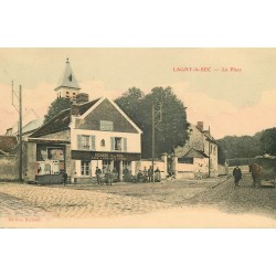 60 LAGNY-LE-SEC. Café vins Richard sur la Place vers 1908