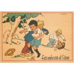 Illustrateur JACK Editions Barre Dayez Fables de Jean de La Fontaine LES VOLEURS ET L'ÂNE