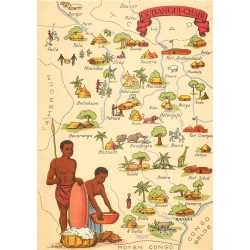 Carte Géographique avec Illustrateur Editions Barre Dayez OUBANGUI-CHARI